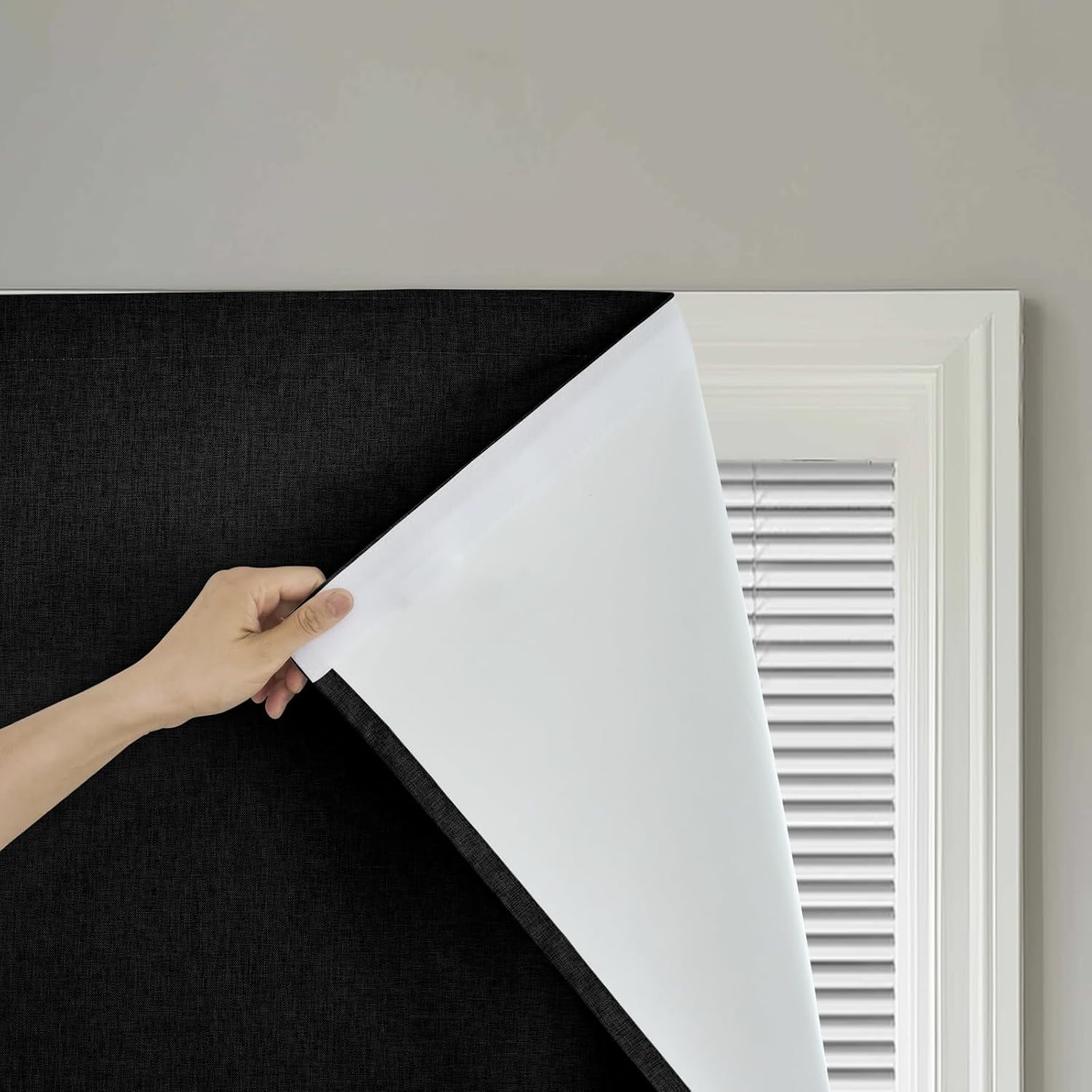 Self-Adhesive Complete Blackout Curtain - Light Blocking Solution for Bedroom Living Room(W52 x L72 in, 1 Panel, Black)