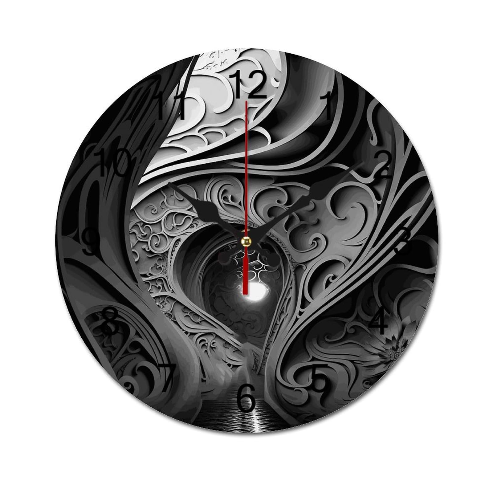 Horloge murale décorative pour salon et cuisine design noir et blanc de 10 pouces