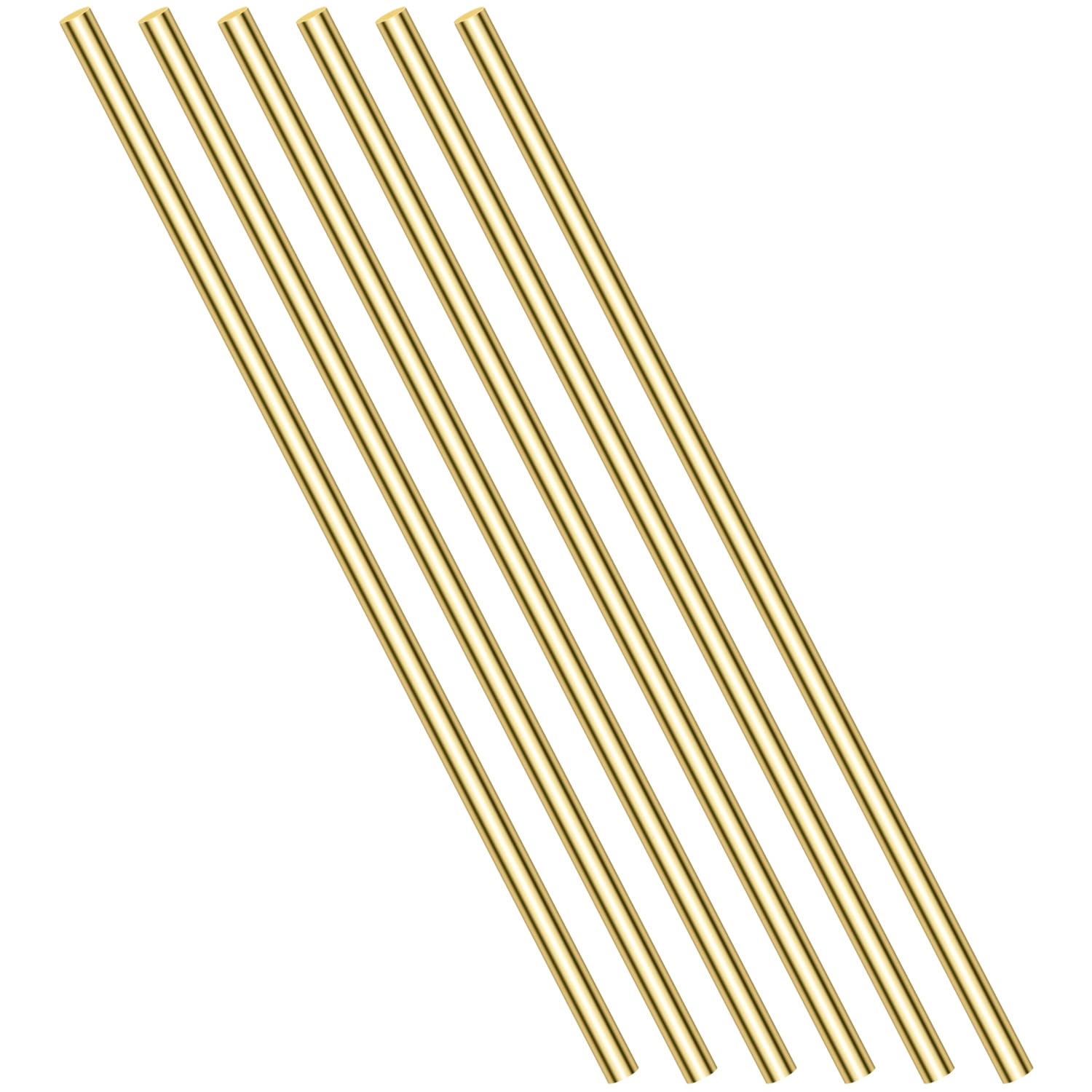 6 Pieces 5mm Brass Round Rods, Sutemribor Brass Solid Round Rod Lathe Bar Stock, 5mm in Diameter, 305mm in Length
