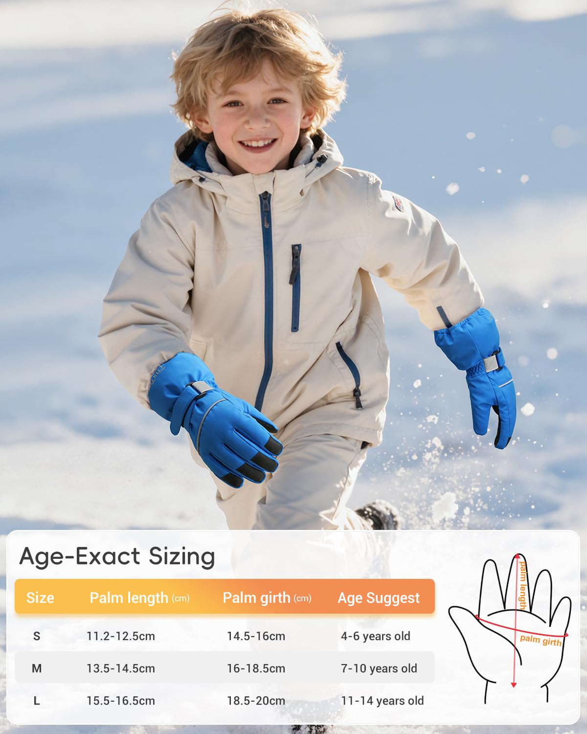 ThxToms Enfants Gants de Ski Hiver | Coupe-Vent, imperméables et Chauds | Gants résistants au Froid épaissis en Tissu Oxford -15℃ | Vélos de Sport d'extérieur | Garçons et Filles de 4 à 13 Ans