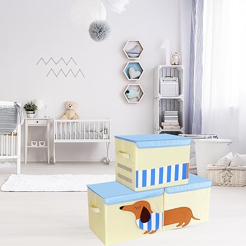 Miniatura 7 de ASKETAM Caja grande de juguetes para perros, lindo contenedor de almacenamiento de juguetes con tapa, caja de juguetes para decoración de habitación