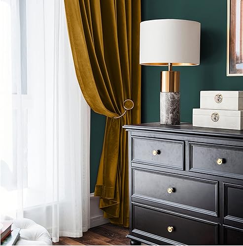 Miniatura 4 de EHLDekol Cortinas de terciopelo de 96 pulgadas Juego de cortinas de terciopelo de lujo resistentes para cine en casasala de estardormitorio 52 x 96