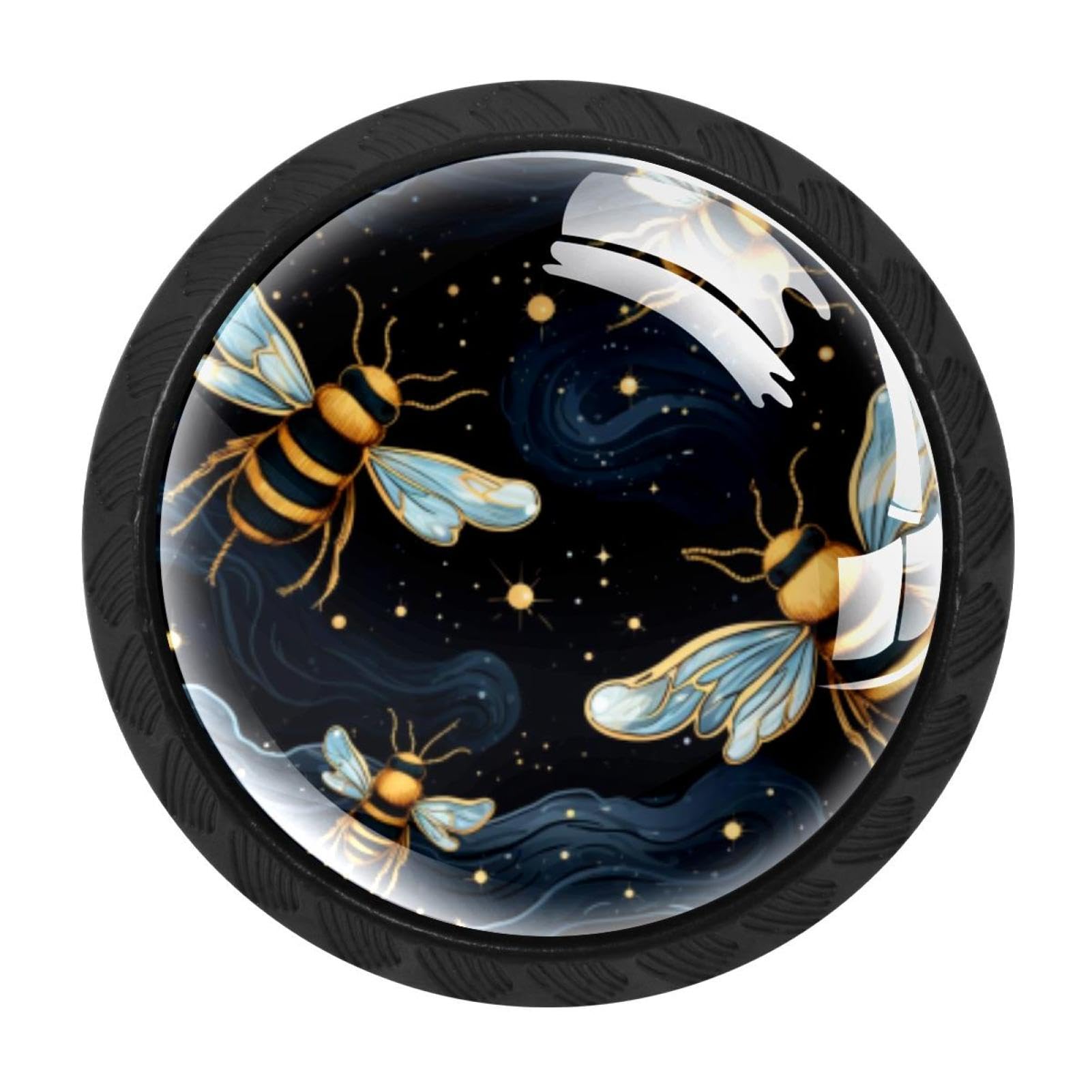 Chenzzzz Multicolored 03 4Pcs Starry Bee Dresser Knob Round Glass Drawer Knobs Pulls Cabinet Handle For Home Kitchen Office Bathroom Wardrobe Cupboard