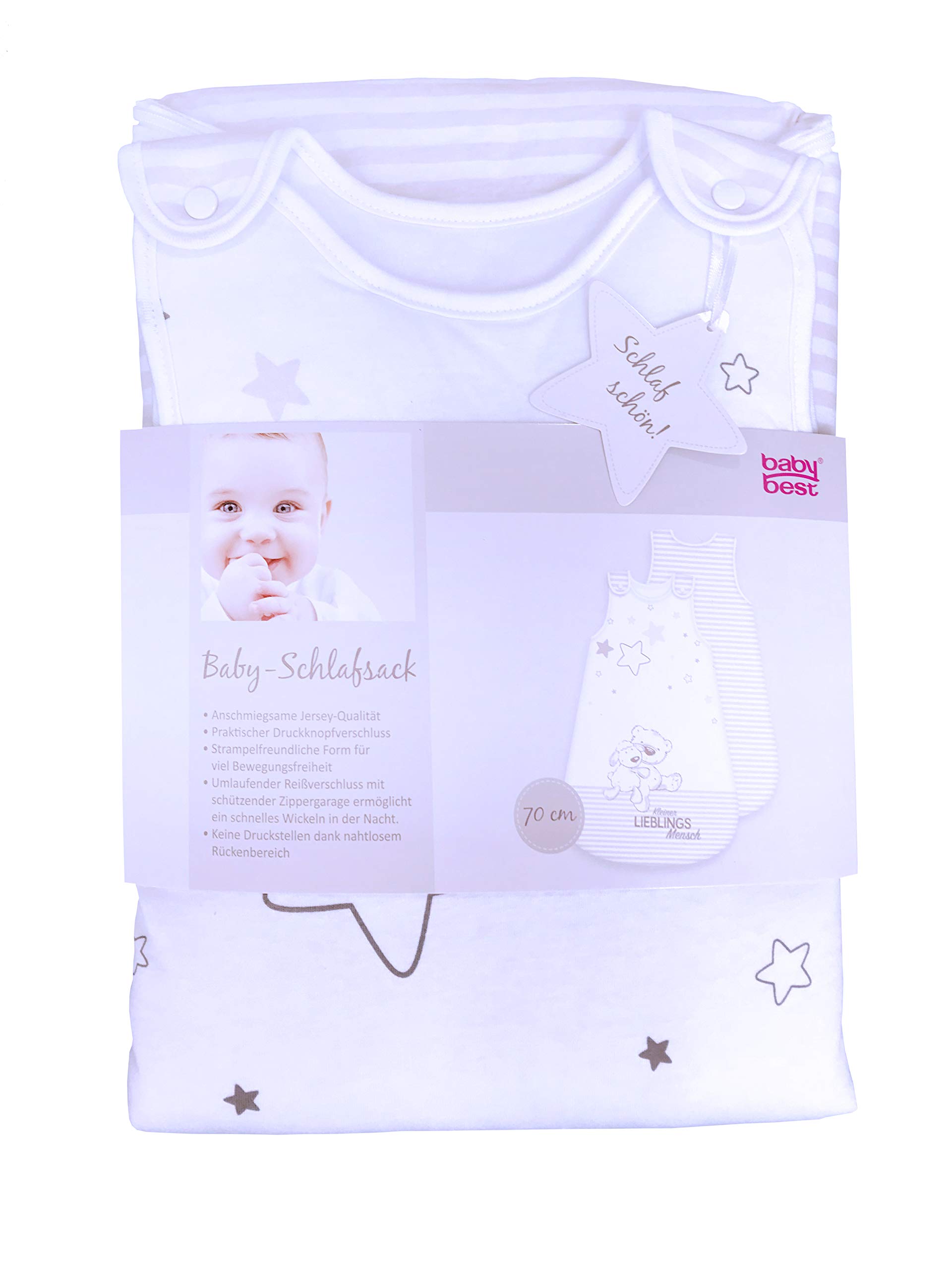 Herding Baby Best Baby-Schlafsack, Kleiner Lieblingsmensch Motiv, 90 cm, Weiß & Fynn Babydecke, Lieblingsmensch Motiv, 75 x 100 cm, Microfaserflausch, Weiß