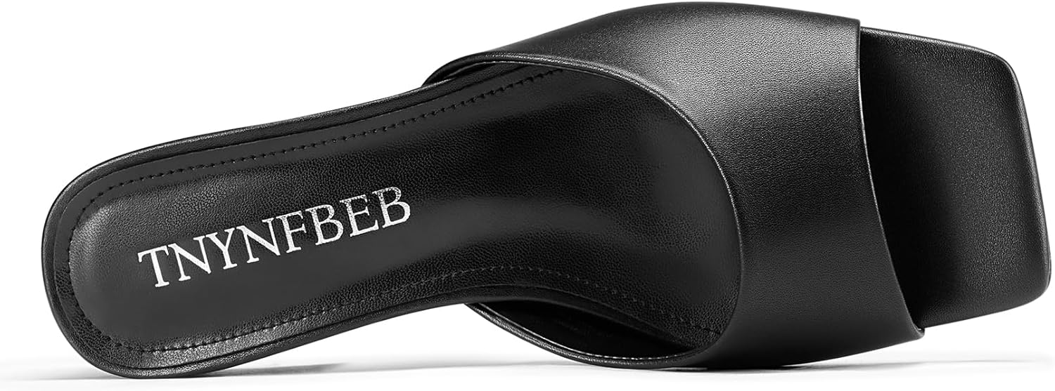 TNYNFBEB Womens Chunky Block Low Heel Open Toe Sandals Mules Shoes Slingback Prom Party Dress Basic Classic Summer 1.4 Inches Heels - Image 6