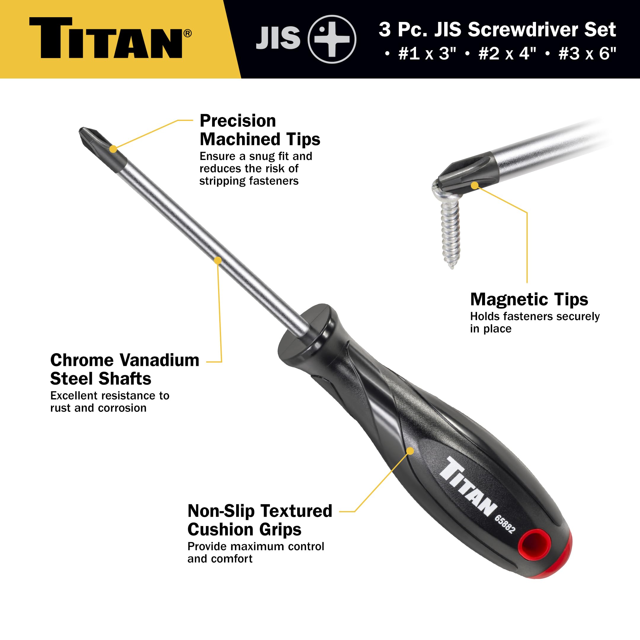 Amazon.com: Titan 65885 JIS 3-Piece Screwdriver Set with Magnetic