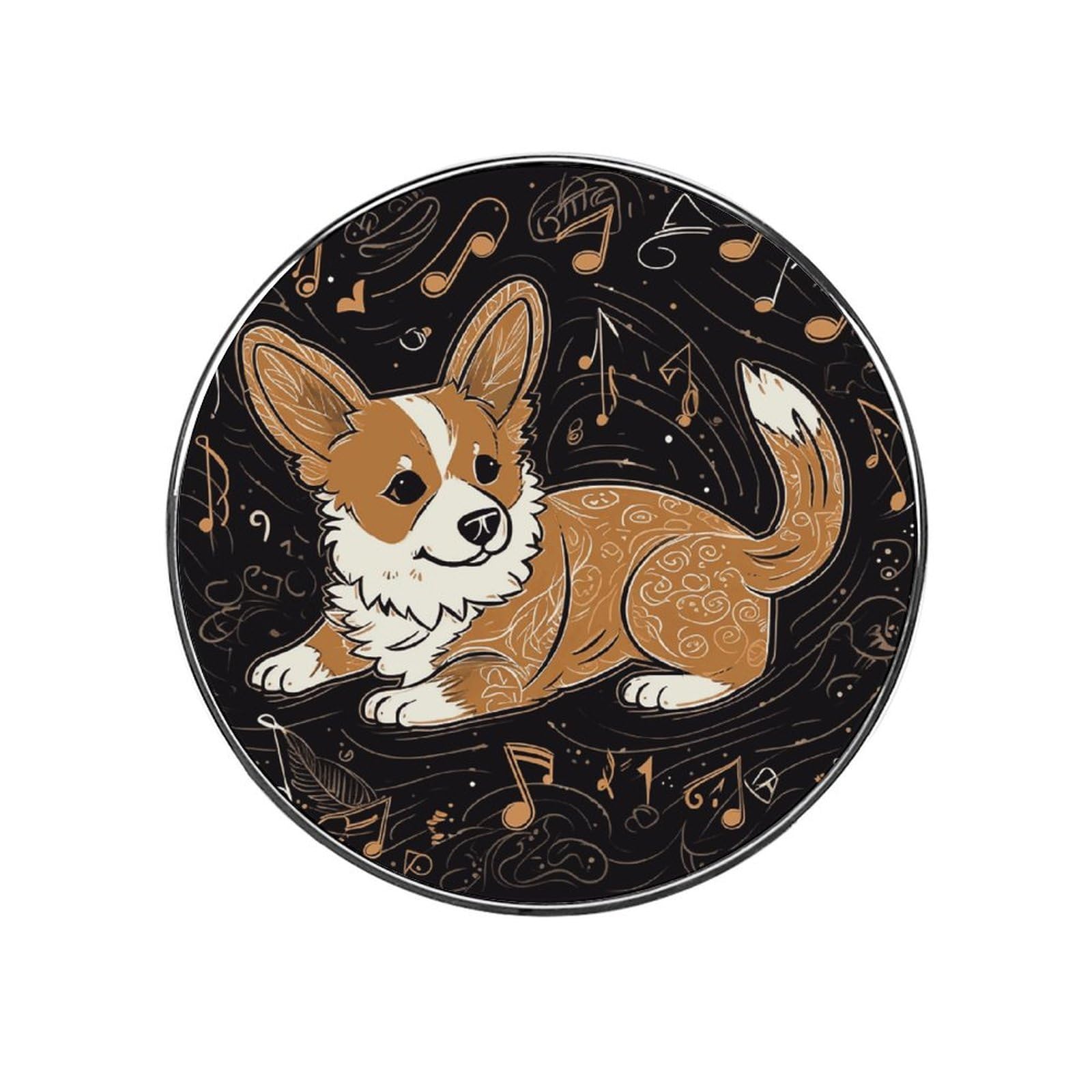 Corgi Who Loves Music Fridge Magnet Magnetic Refrigerator Magnets Mini Round Kitchen Fridges Magnets for Kitchen Office Whiteboard Cabinet and Dishwasher