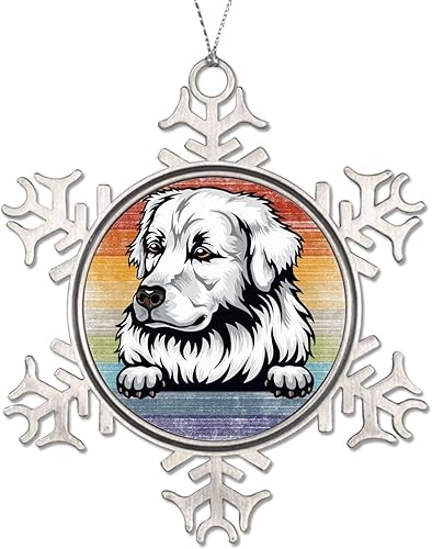 Miniatura 24 de Presa Canario Tree Decoration Ornament - Christmas Snowflake Ornament - Dog Lover Mom Gift Peeking Dog Snowflake Metal Ornaments for Xmas Tree LGBTQ
