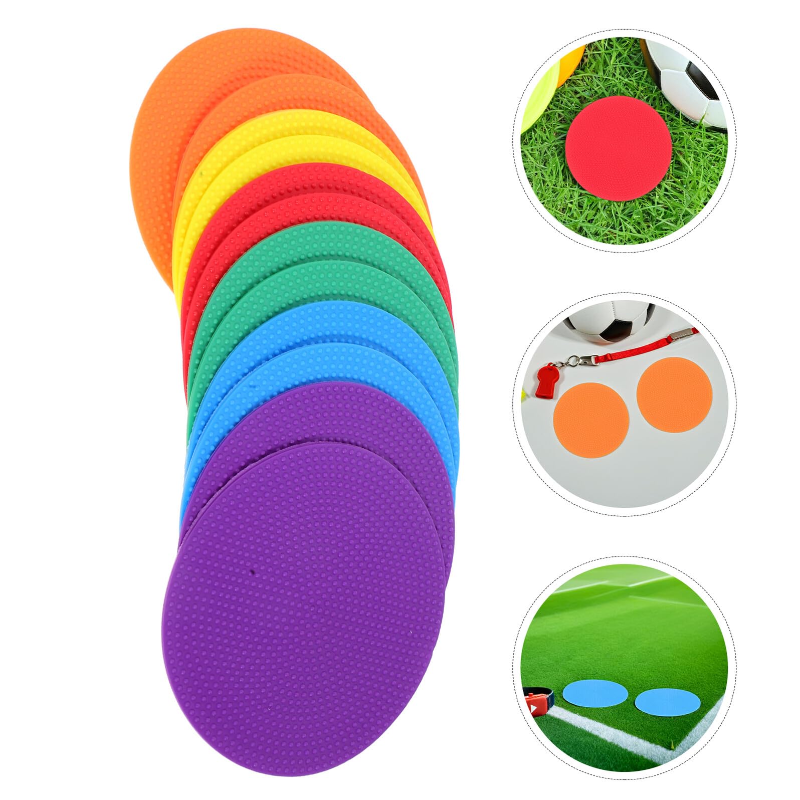 12 Stück Fußball Trainingsmarkierungs Flache Runde Scheiben aus Weichem Material 12cm Durchmesser Farbige Bodenmarkierungen für Sport Schule und Sportunterricht
