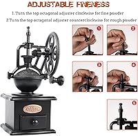 Vista 3 de Molinillo de Café, Molinillo Manual de Granos de Café de Madera, Molinillo de Café con Rodillo, Molino de Café Antiguo con Manivela de Hierro