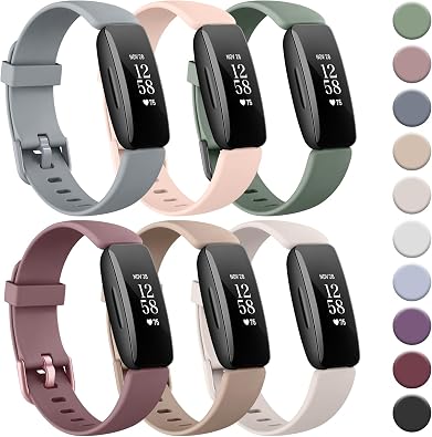 Tobfit 6 PACK Sport Bands Compatible with Fitbit Inspire 2 Bands for Women Men, Soft Silicone Waterproof Straps Replacement Wristbands Compatible for Fitbit Inspire 2/Fitbit Ace 3 6 Pack