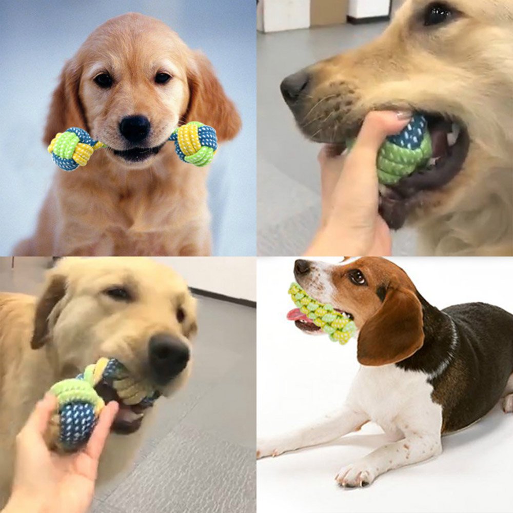Perro de Mascota Cuerda de algodón Perro de Juguete 7 unids Masticar Juguetes Mascota Palying Ball Perros Juguetes Limpieza Dental Perro lanzando mordedura Juguetes