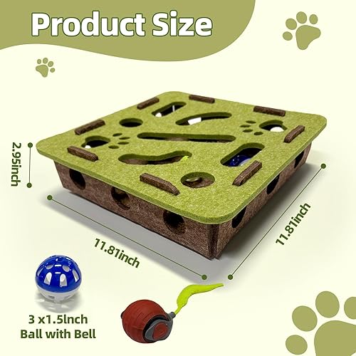 Miniatura 4 de Juguete interactivo de fieltro suave con bola y campana, caja de juguetes para gatos y gatitos de interior, juguete de caza en interiores para