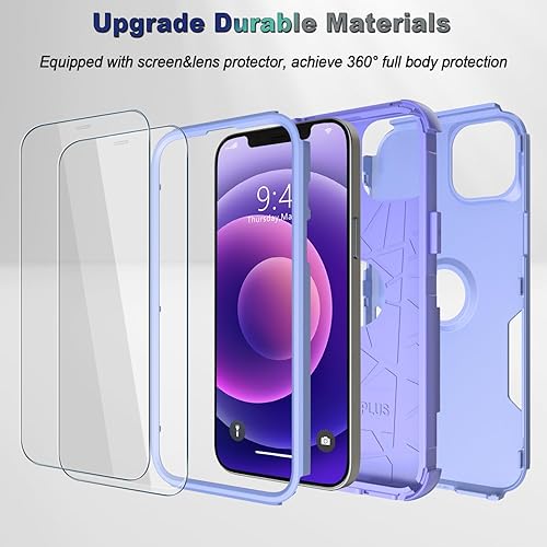 Miniatura 4 de Funda para iPhone 12, 2 protectores de pantalla de vidrio templado, 10 pies a prueba de caídas, antideslizante, a prueba de golpes, para iPhone 12