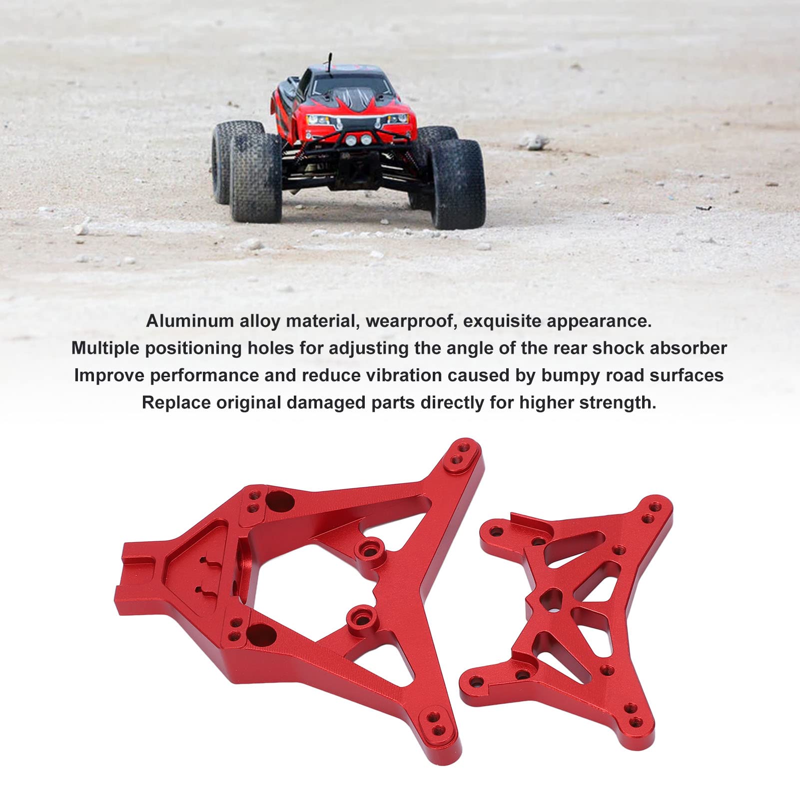 Zestaw przedniego tylnego amortyzatora Części zamienne ze stopu aluminium do LOSI 1/10 22S 2WD RC Car Wysoka wytrzymałość Odporny na wstrząsy Akcesoria do majsterkowania (Czerwony)