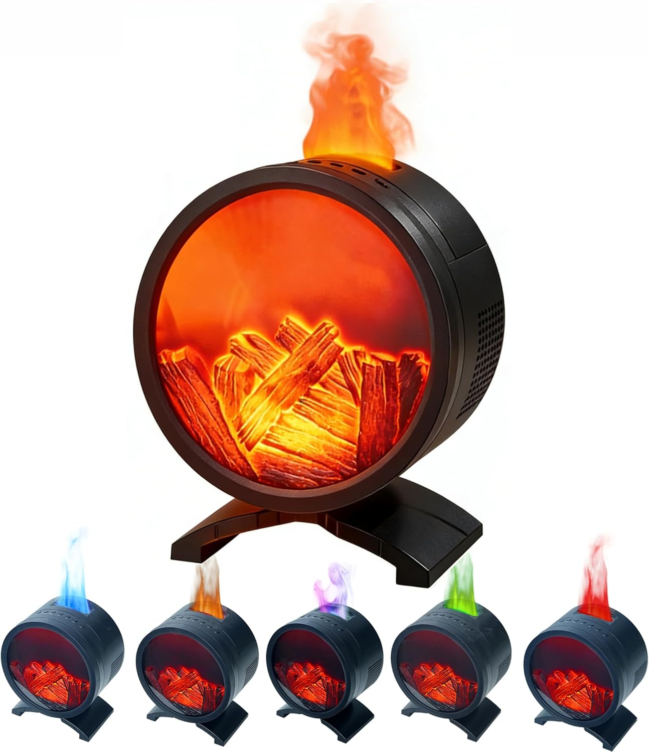 Fireplace Essential Oil Diffuser with Speaker,260ml Humidifier Flame Air Diffuser with Remote Control,Plug in for Bedroom,Home (Black)