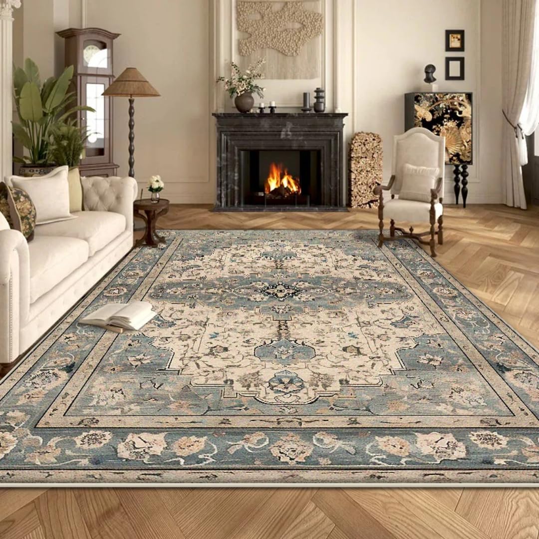 Tapis de salon style rétro facile à nettoyer pour en finir avec les taches