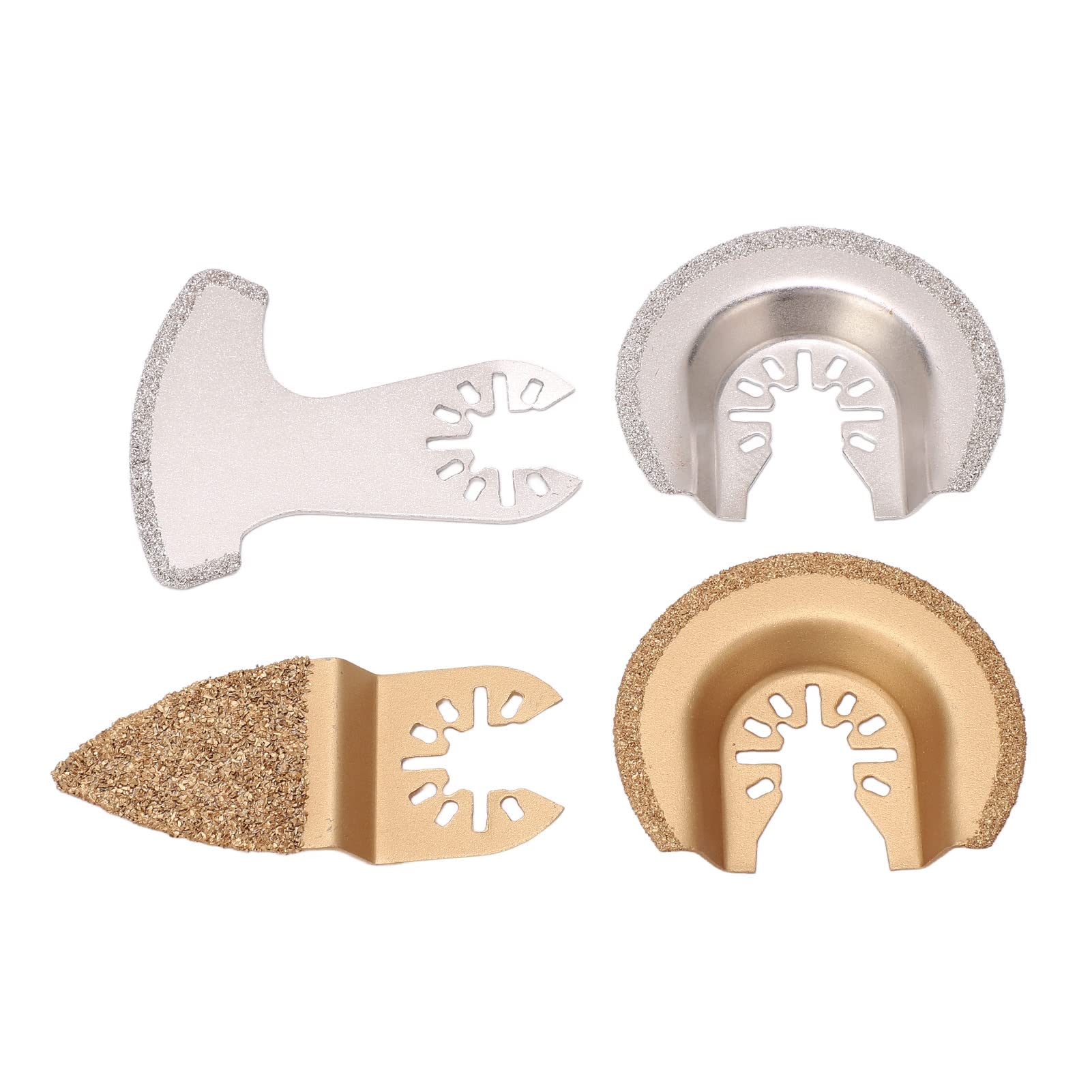 4 Pack Multitool Saw Blades Standard Oscillating Multi Tool Kit, Quick Release Abrasive Design Detail Work for Tile Adhesives Soft Stone Grinding