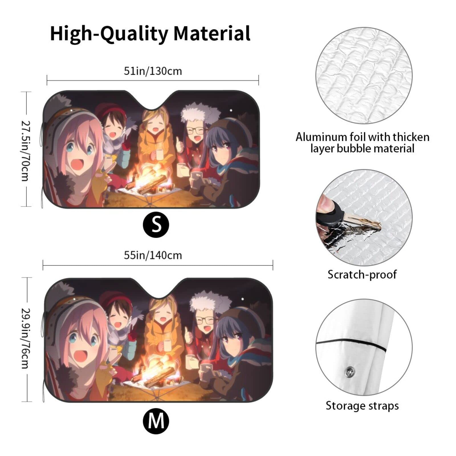 Amazon | ゆるキャン△ 車用サンシェード 車窓日よけ 日焼け防止 断熱