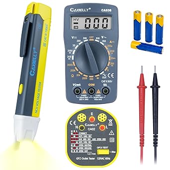 CAXIELLY 3 in 1 Electrical Test Kit with Digital Multimeter Tester