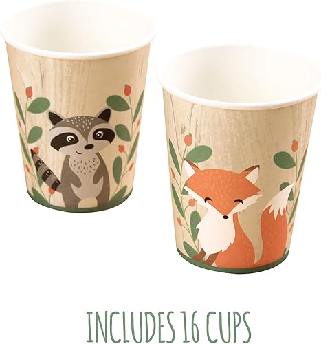 Miniatura 3 de Pop Fizz Designs Woodland Creatures Party Pack  Platos, servilletas, vasos, cubiertos y envoltorios de cupcakes