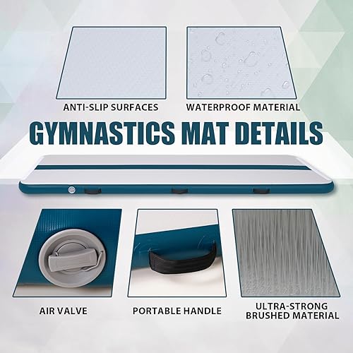 Miniatura 25 de Tuxedo Sailor Inflatable Gymnastics Mat with Electric Pump, Storage Bag, Repair Kit–Air Mat for Home Training, Cheerleading, Yoga Amarillo