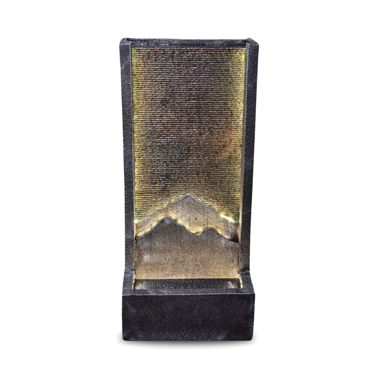 Fuente de Exterior e Interior de Pared de Agua de Alivio Cadena de montañas Bandas LED Blanco, Gran Fuente Jardín Terraza Salón Circuito Cerrado, Gran Decoración Jardín, H 100cm – XL Alpes Zen'Light