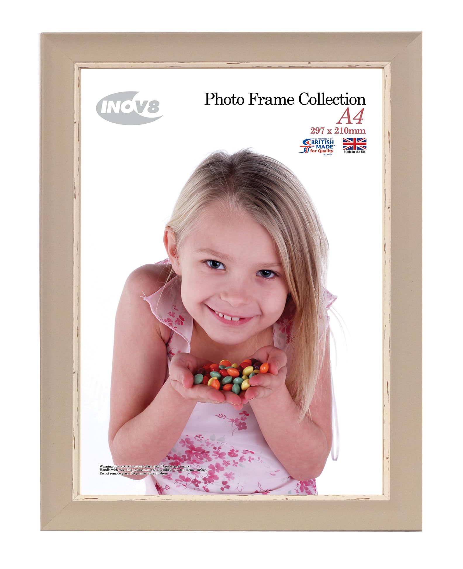 Inov8 Washed Soft Stone British Made Traditional Picture/Photo Frame, A4, Small