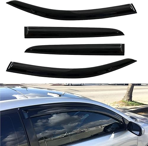 Miniatura 7 de 4 viseras laterales para ventana lateral, deflectores de protección contra la lluvia, estilo Mugen 3D, ondulado, negro, tintado, repuesto para C-HR