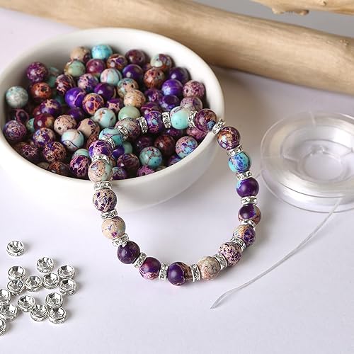 Vista 88 de Hixhro 120 cuentas de madera sueltas de wengué africano natural de 0.236 pulgadas para fabricación de joyas con cordón elástico de cristal y cuentas