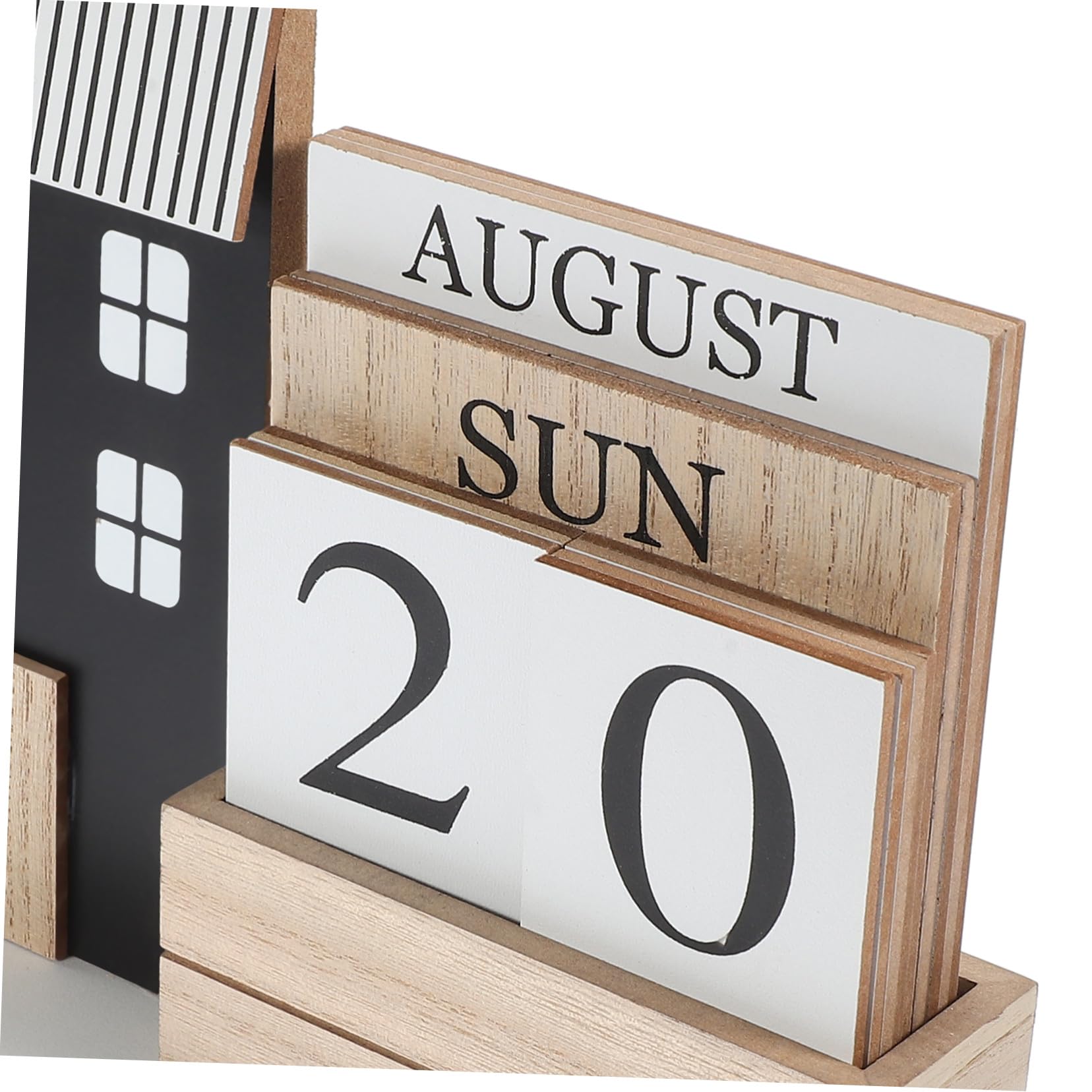 Calendario da Scrivania in Legno con Base Rustica Decorazione Artistica per Ufficio e Casa Dimensioni Visualizzazione Manuale di Data e Mese Planner Settimanale Essenziale
