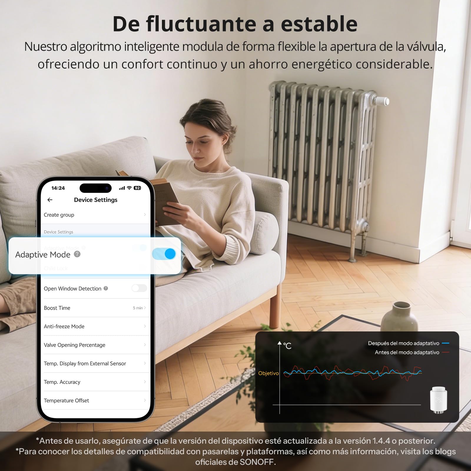 SONOFF Cabezal Termostático Inteligente Zigbee para Válvula Termostática de Radiador 1pcs. Regulador de Temperatura, Pantalla LED, Requiere Zigbee 3.0 Hub. Control por Voz