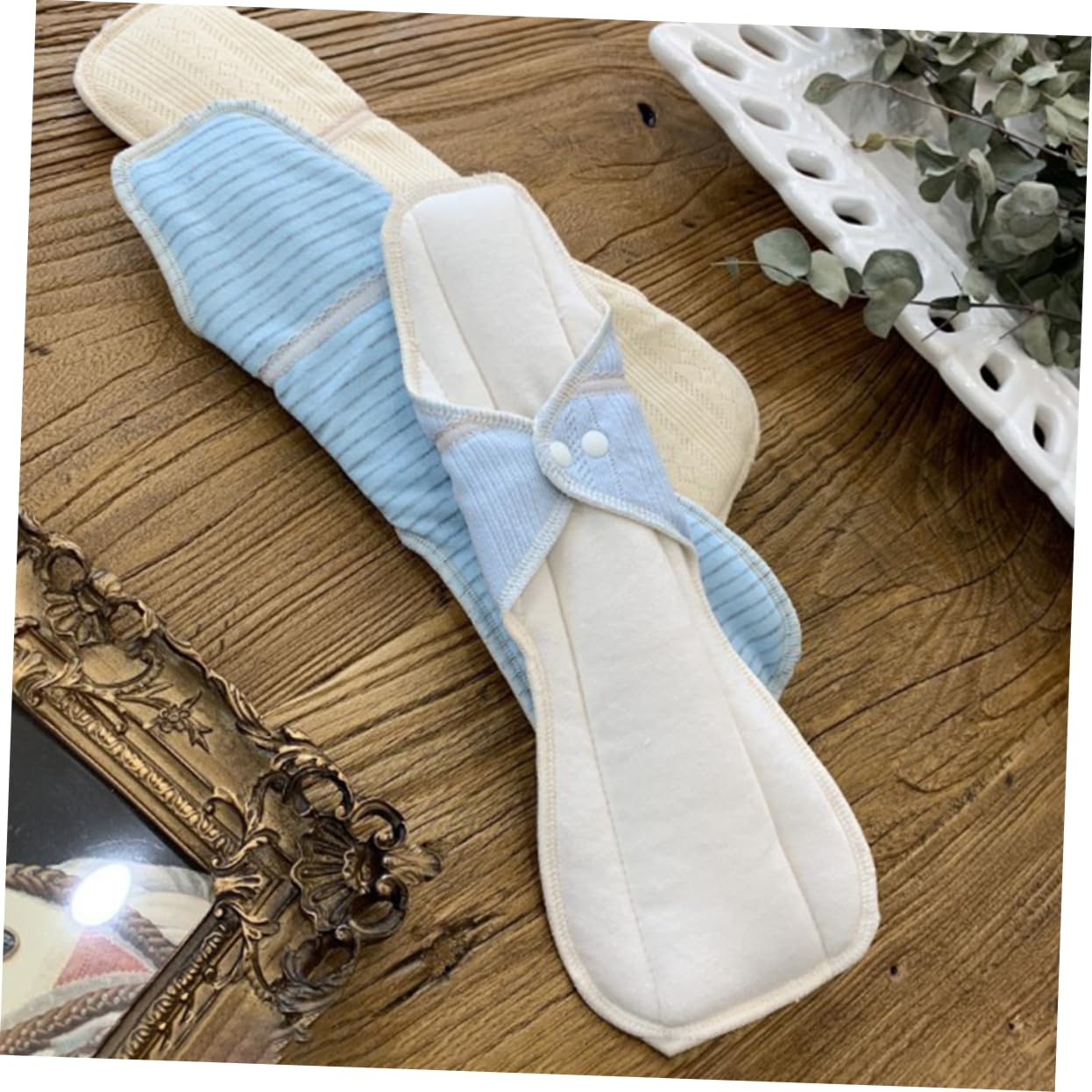 3 Compresas Menstruales De Algodón Cómodas Reutilizables Con Botón Resistentes A Fugas Lavables Tamaño 29 Cm