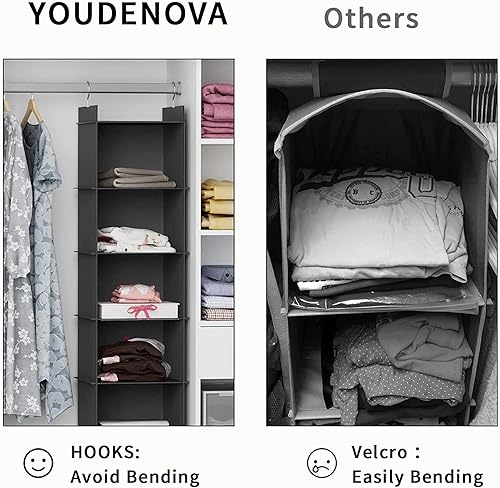 Miniatura 5 de Organizador colgante de armario, 4 estantes colgantes para armario, color negro