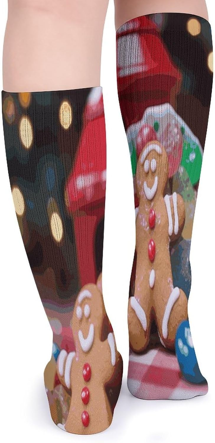 Gingerbread Man Candy Stocking - Cute Casual Long Athletic,Crew Sock for Men Women,Running Socks Soft Breathable for Gift