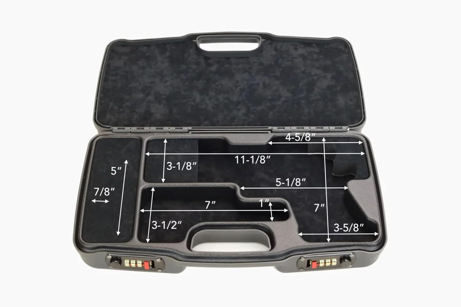 Negrini HYBRID RMR-Ready Handgun Case with Combination Locks — Fits 1 Pistol Up to 5" + 2 Mags, TSA Approved, Made in Italy