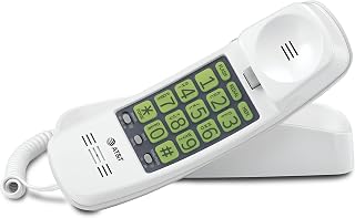 AT&T TRIMLINE 213 Corded Phone: Extra Big Buttons, Visual Ringer, Lighted Keypad, No Power Needed, Wall-Mountable, Senior-Friendly White