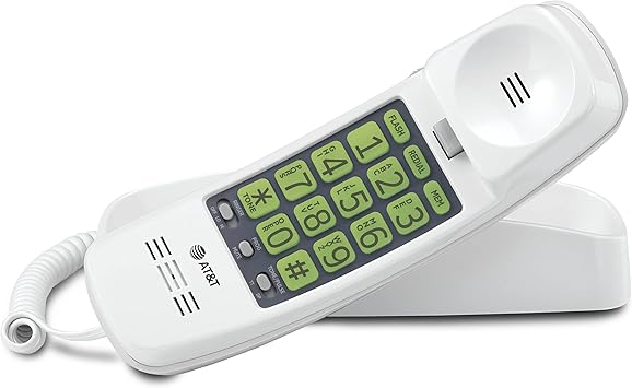 AT&T TRIMLINE 213 Corded Phone with Extra Big Buttons - Senior Friendly White Landline Phone, Visual Ringer, Lighted Keypad, Wall Mount, No AC Power Needed