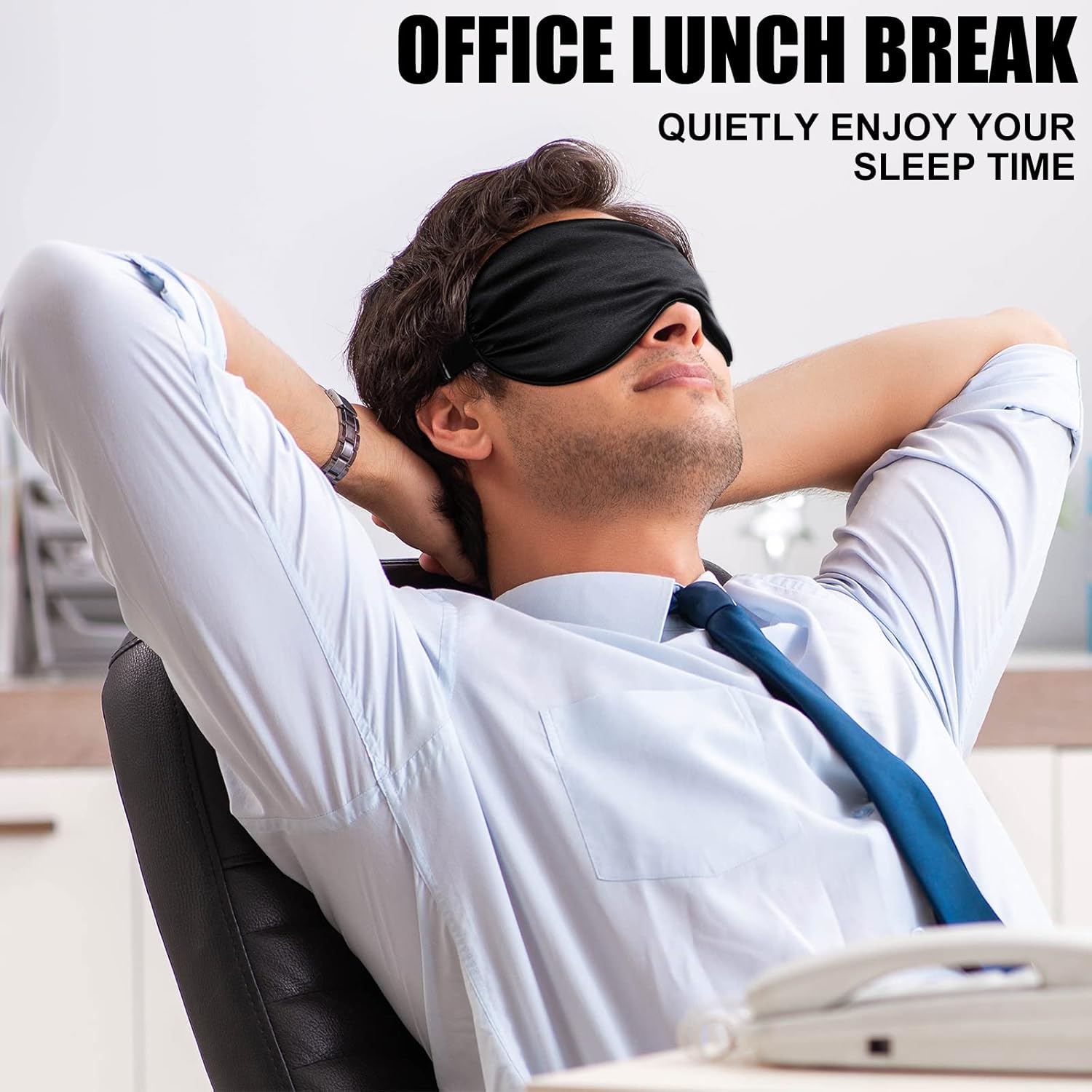 20 Pieces Silk Sleep Mask Eye Mask with Adjustable Strap Sleeping Cover Eye Cover Blindfold for Women Men Sleeping Travel(Black) - Image 6