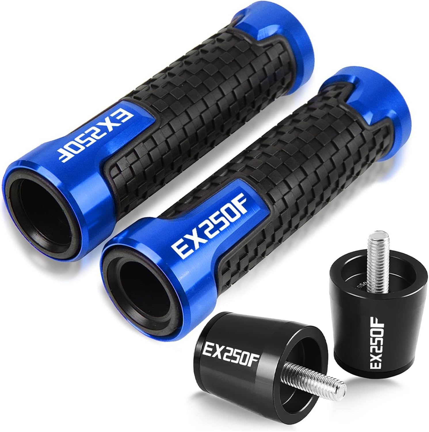 Handlebar Plug for Kawasaki EX250F EX250 F Ninja 250 2021 2022 Motorcycle Anti-Skid Handlebar Hand Rubber Grips Handle Bar Ends Cap Plug 7/8'' 22mm with Logo (Color : Blue)