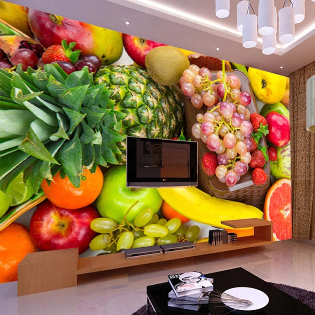 Papier peint 3D cuisine aux motifs fruits frais autocollant