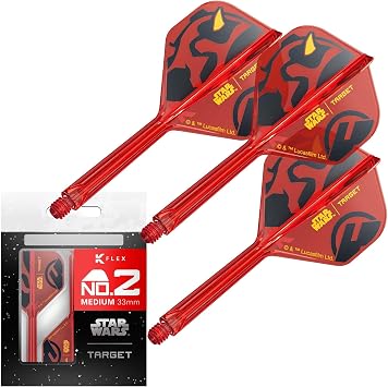 Target Darts Star Wars Darth Maul K Flex Integrated Dart Flights & Shafts | Pack of 3 K-Flex, No.2 & No.6 | Short, Intermediate & Medium Disney K-Flex Accessories