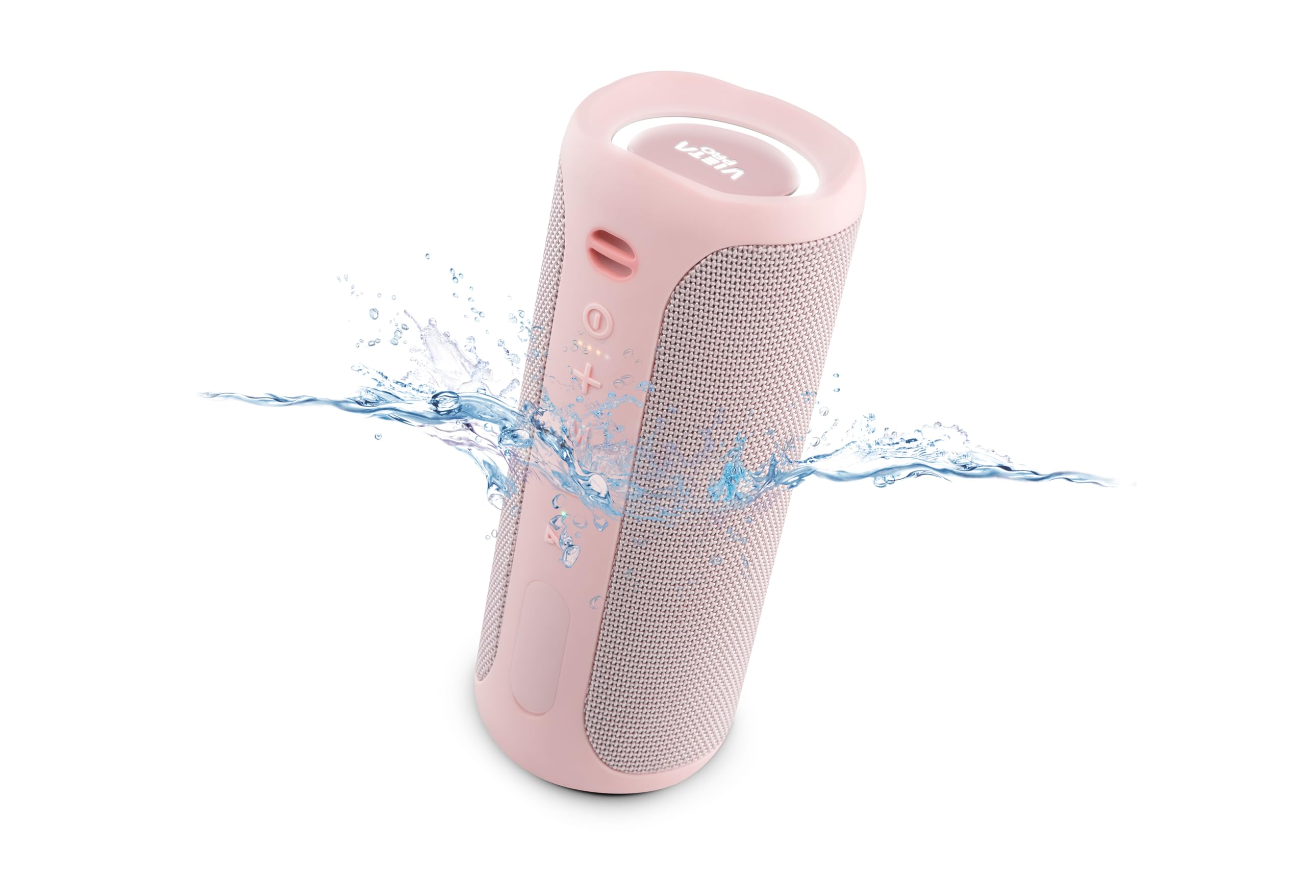 Vieta Pro Powerful Bluetooth Speaker, Water Resistant, 10H Battery, Microphone, True Wireless Large Portable Speaker, Aux In, USB, Voice Assistant and Lights System | #Party Pink