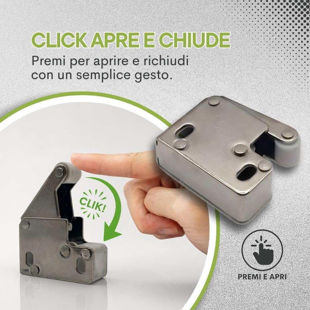 CARTONGESSO FAI DA TE - 4 pz. Meccanismo di apertura push pull per botole di ispezione - nuovo modello mini Latch L001C
