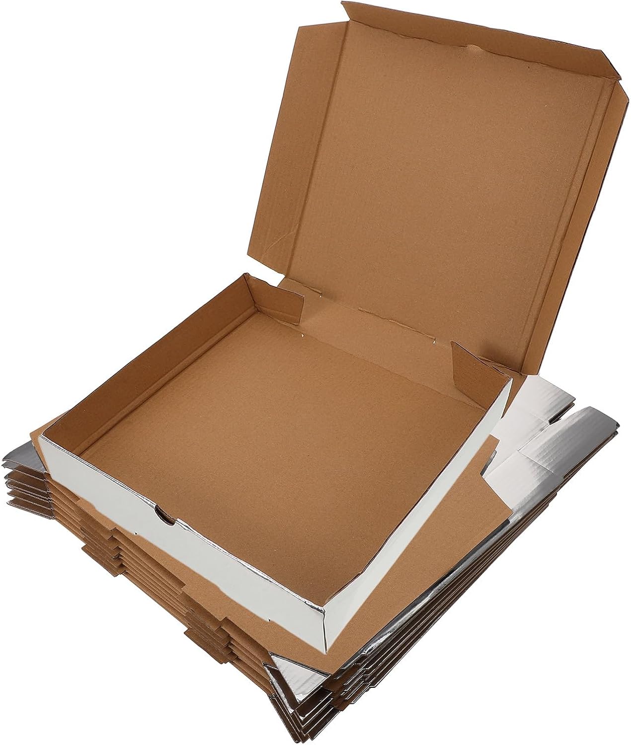 Luxshiny 10pcs 9-inch Kraft Corrugated Pizza Boxes with Aluminum Foil Lining Thickened Food-grade Takeout Containers for Restaurant and Party Use