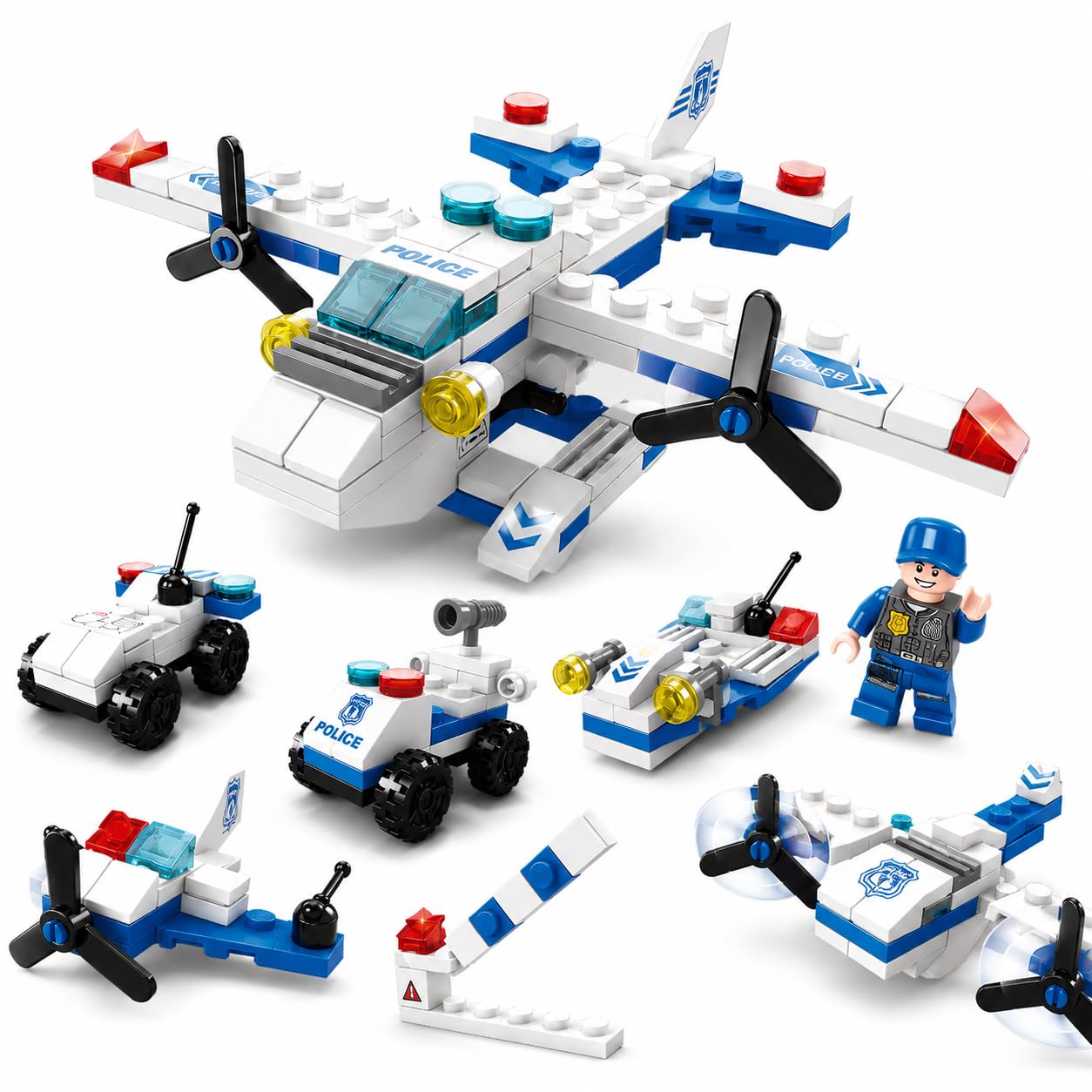 SKY LINE OCEAN 6-in-1 Police Car Building Block Set, 137+ PCS Police Vehicle Construction Kit, STEM Educational Toy for Kids, Creative Rebuild Play Set, 5-Year Structural Warranty-image-1
