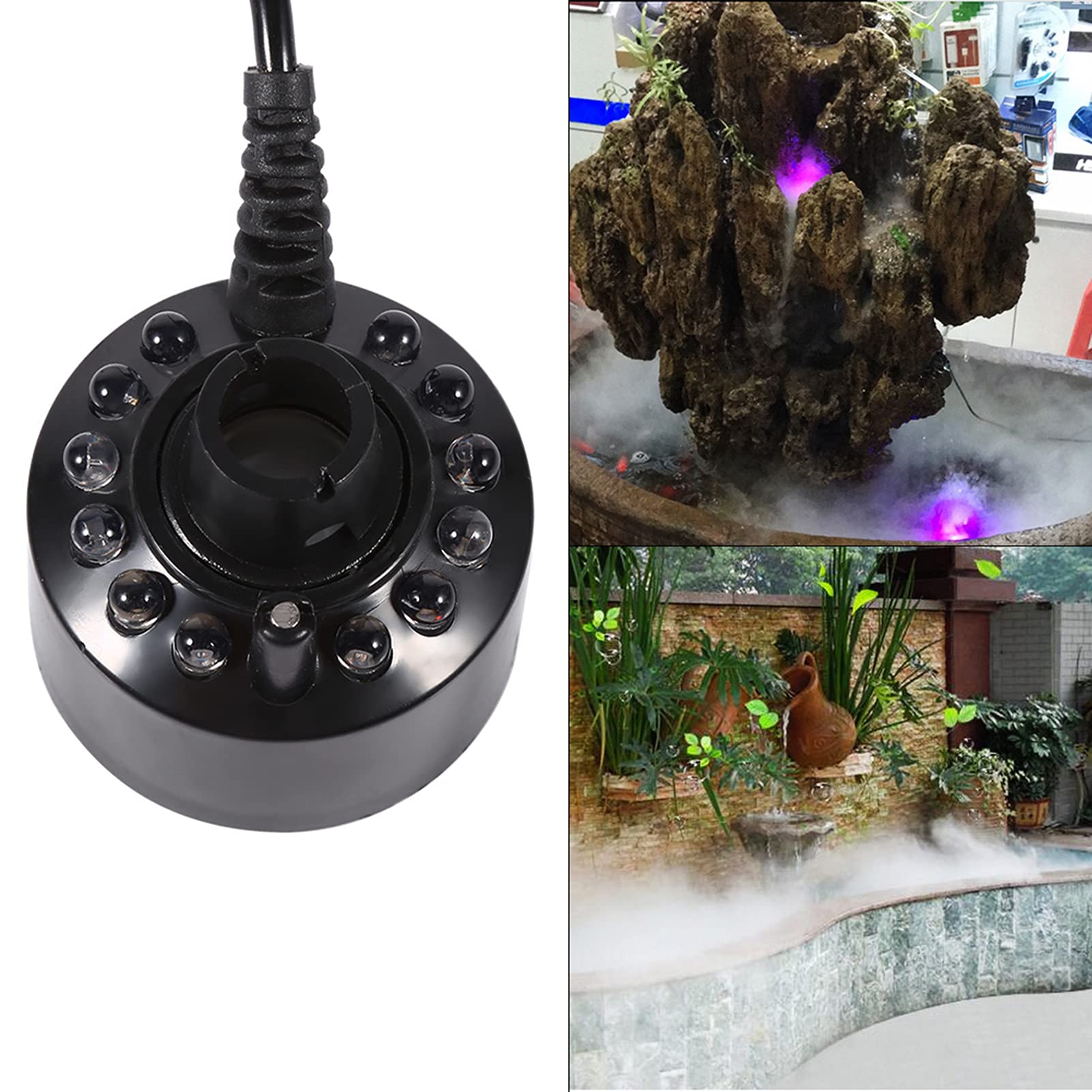 Mini Nebulizzatore per Laghetto da Interno 24V LED Mist Maker per l'abbellimento di Rock Pot