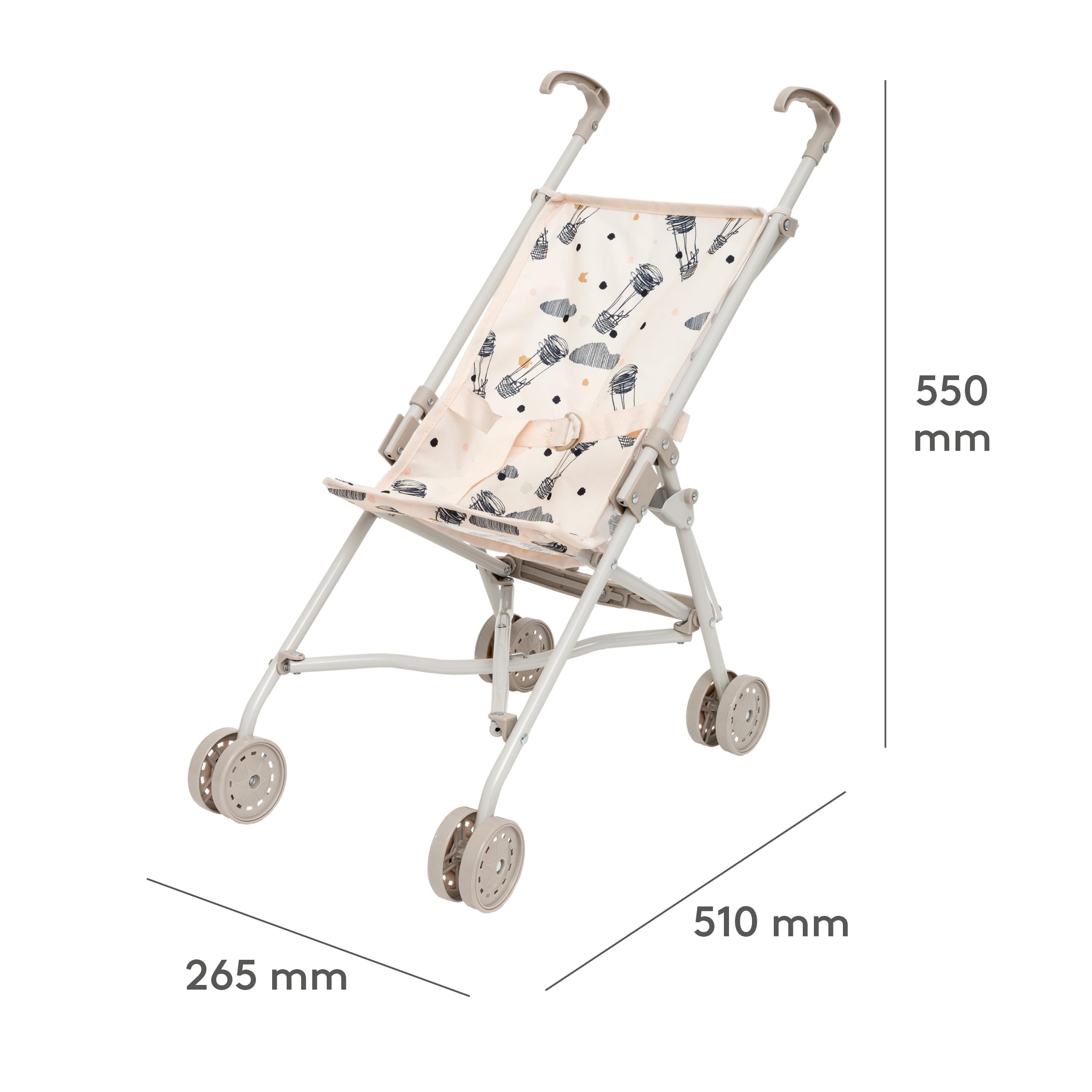 Skrållan Sulky Puppenbuggy ab 3 Jahre - 53cm großer Klappbuggy mit Sicherheitsgurt und waschbarem Bezug - Spielzeug Kinderwagen Puppenwagen Buggy - Buggy Puppe bis zu 45cm - Puppen Spielzeug
