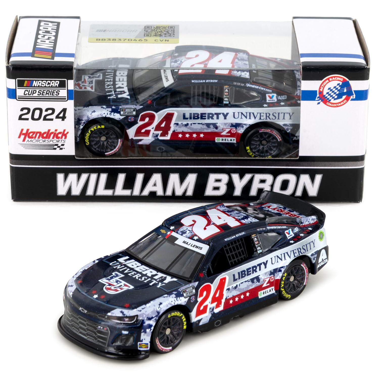 Lionel Racing William Byron 2024 Liberty University Patriotic Digital Camo Diecast Car 1:64 Scale