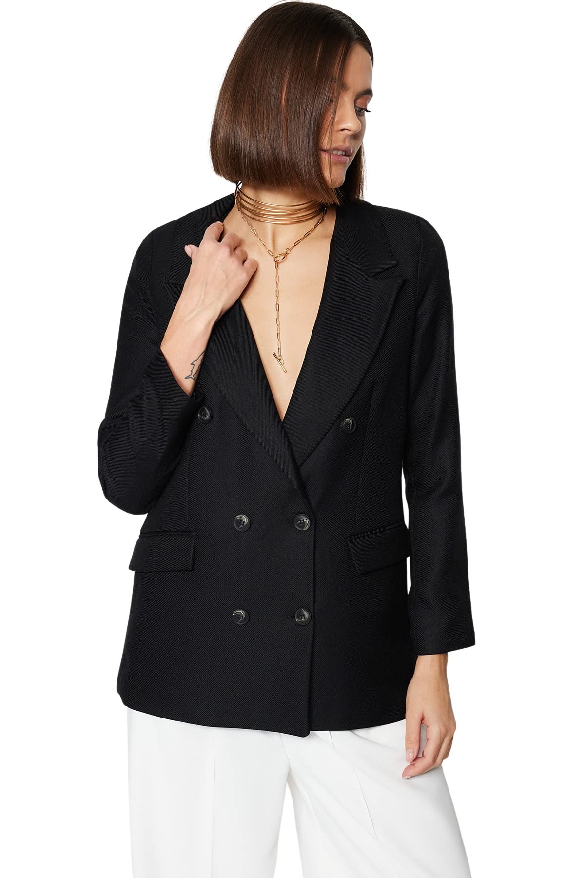 Blazer oversize camel Trendyol pour femme une veste large tendance - 8